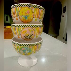 Mackenzie Childs children’s ice cream/snack bowl. Set of 3.